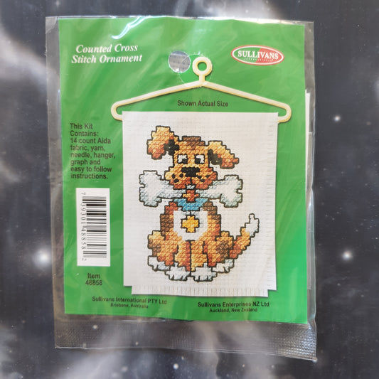 Dog with Bone Counted Cross Stitch Ornament Kit