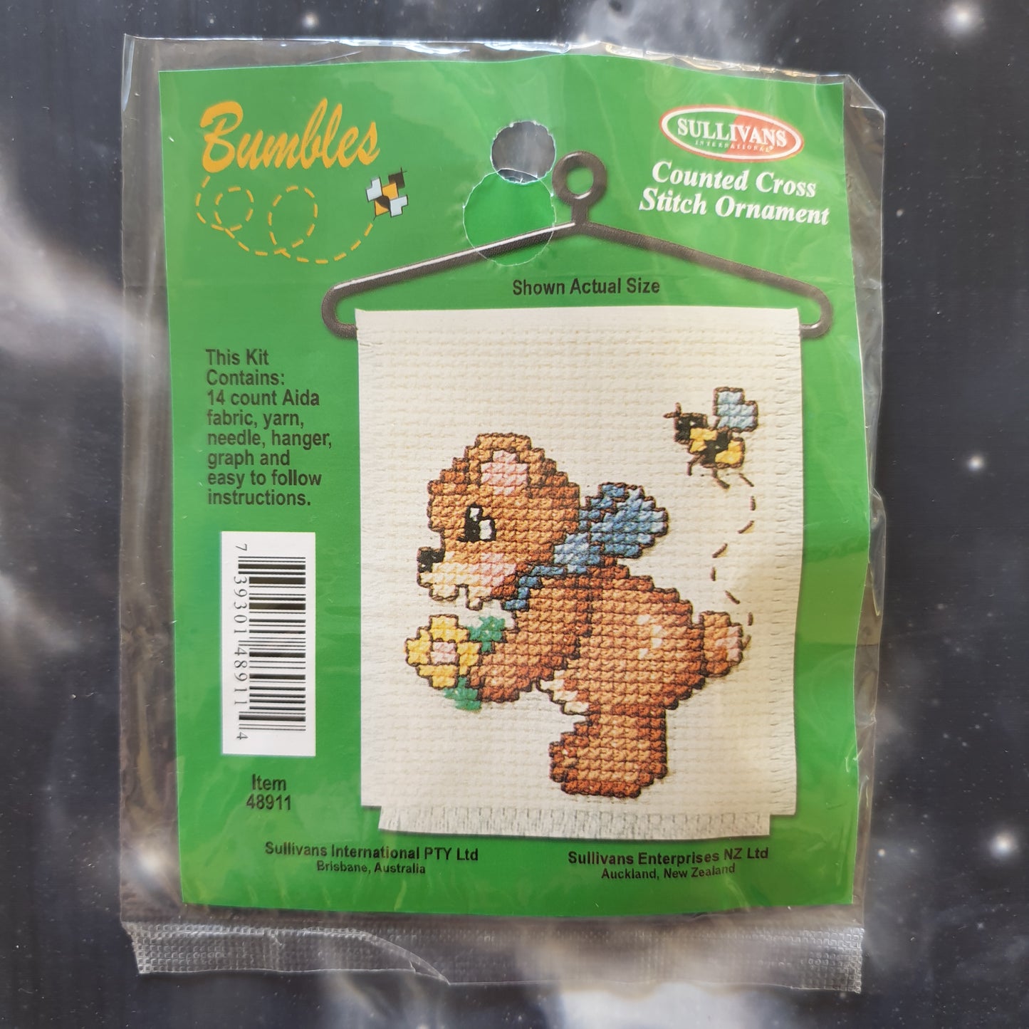 Bear with Flower & Bee Counted Cross Stitch Ornament Kit