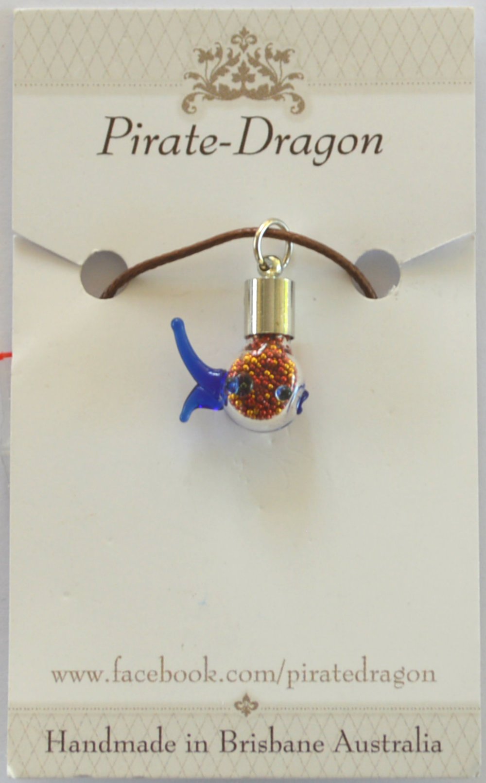 Glass Fish Pendant - Red & Gold (PN0047)