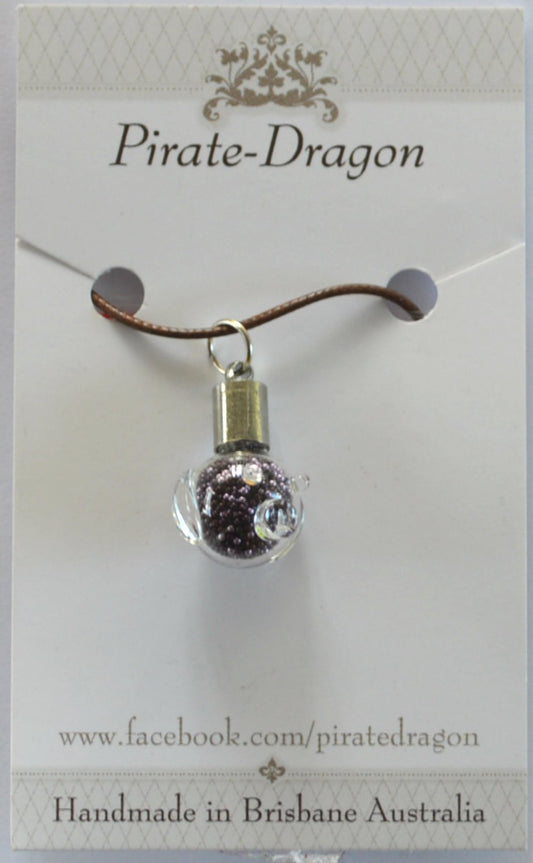 Glass Pig Pendant - Black & Purple (PN0059)