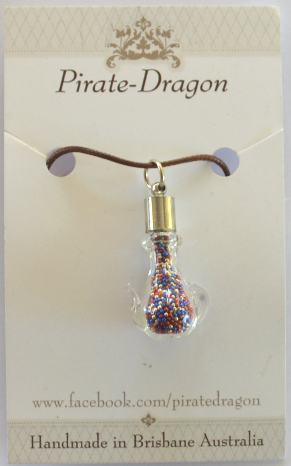 Glass Teapot Pendant - Red, White & Blue (PN0034)