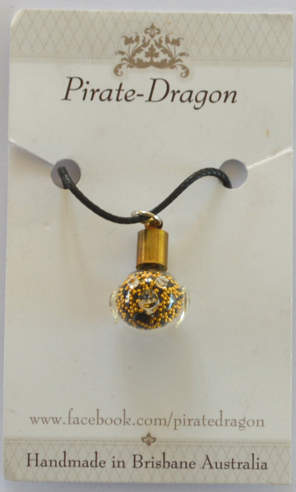 Glass Pig Pendant - Black & Gold (PN0076)