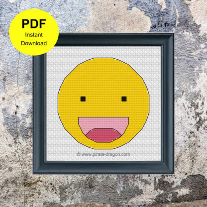 Happy Emoji 1 - Counted Cross Stitch Pattern - Digital Pattern - INSTANT DOWNLOAD