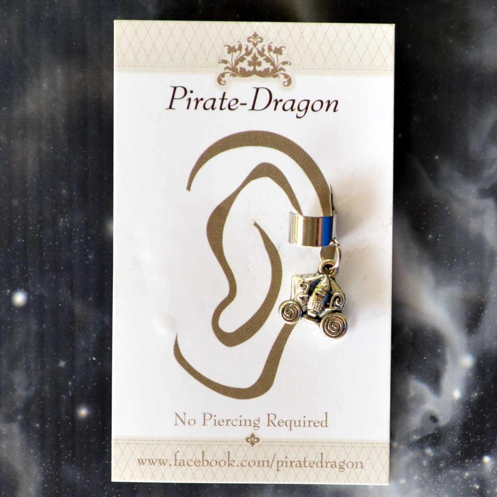 Silver Carriage Non-Pierced Ear Cuff (EC2122)