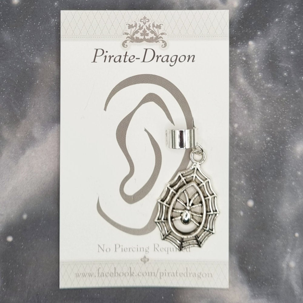 Silver Spider Non-Pierced Ear Cuff (EC2126)