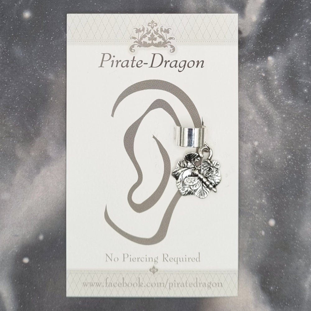 Silver Butterfly Non-Pierced Ear Cuff (EC2129)