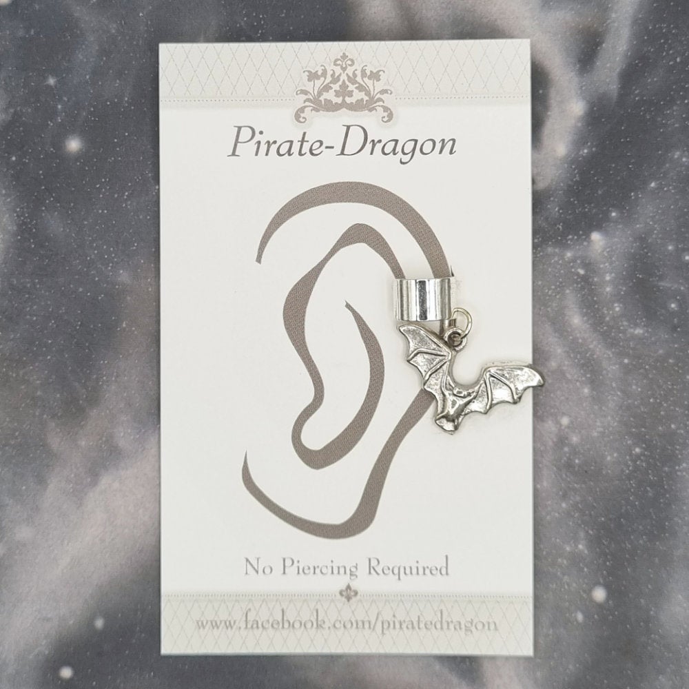 Silver Bat Non-Pierced Ear Cuff (EC2136)