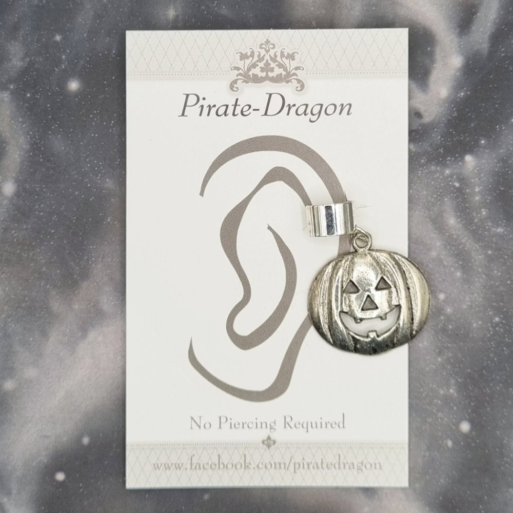Silver Pumpkin Non-Pierced Ear Cuff (EC2138)
