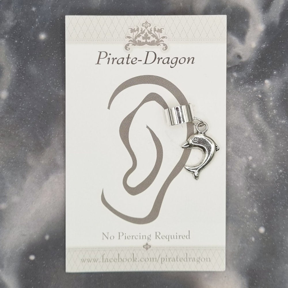 Silver Dolphin Non-Pierced Ear Cuff (EC2139)