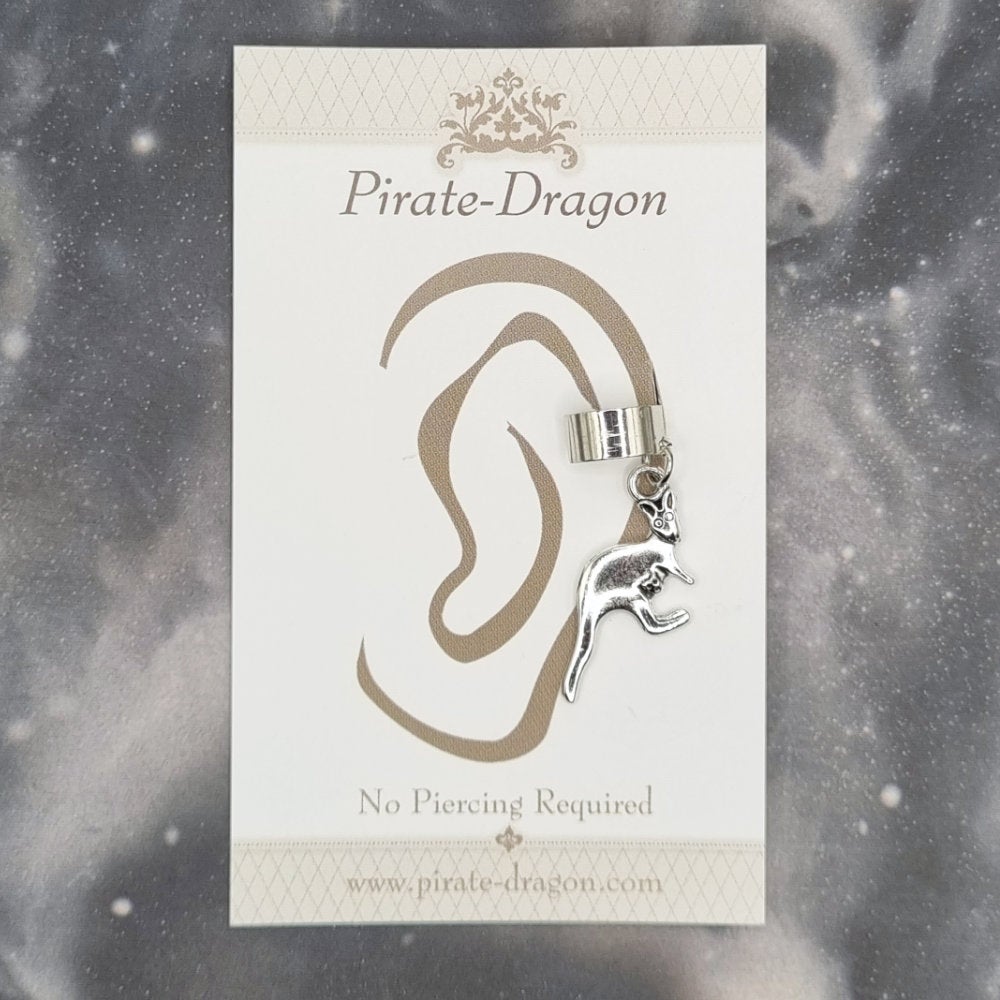 Silver Kangaroo Non-Pierced Ear Cuff (EC2142)