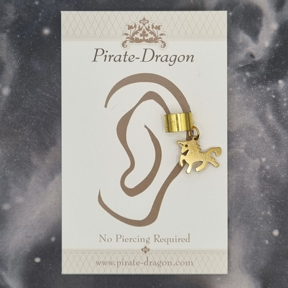 Gold Unicorn Silhoutte Non-Pierced Ear Cuff (EC2144)