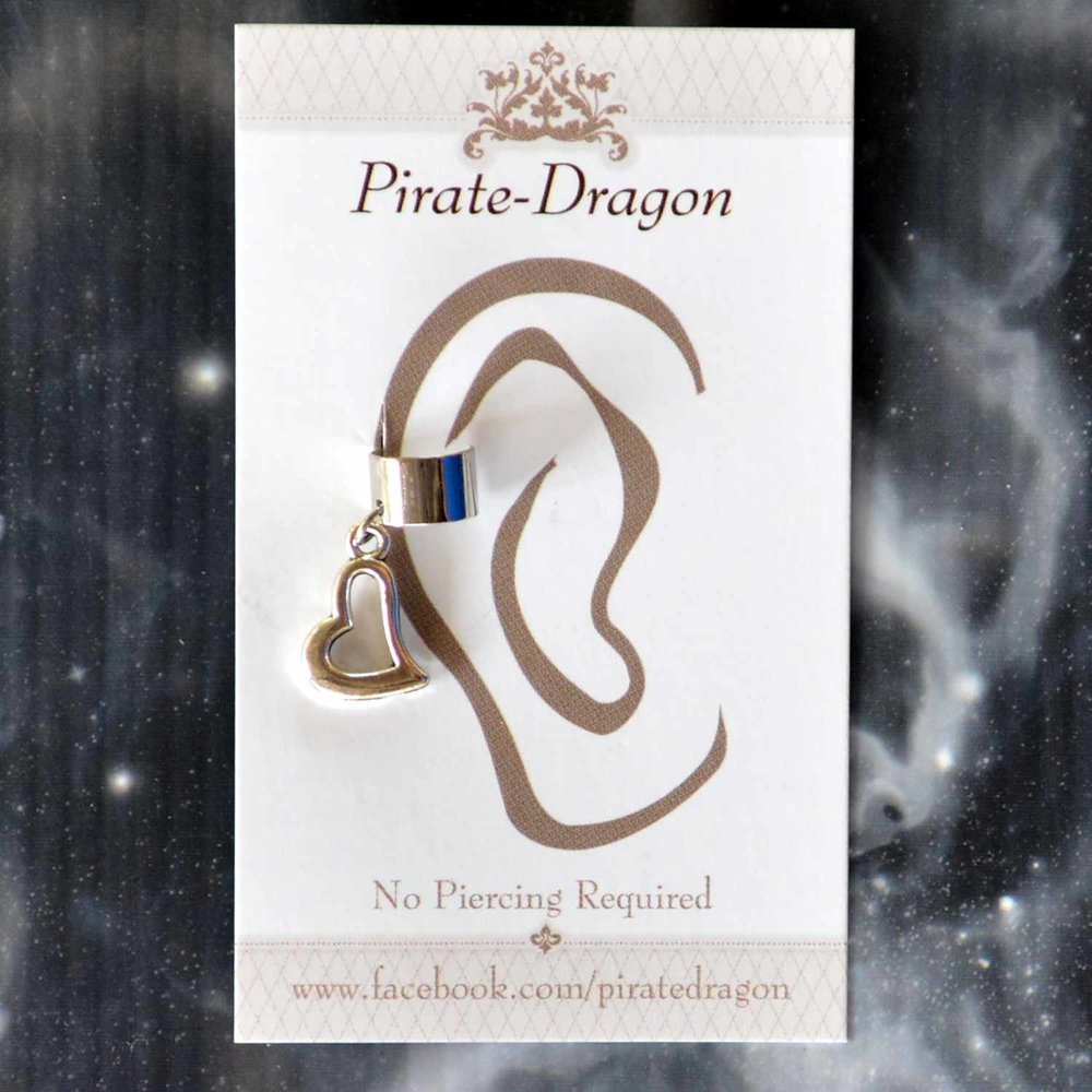 Silver Heart Non-Pierced Ear Cuff (EC2518)