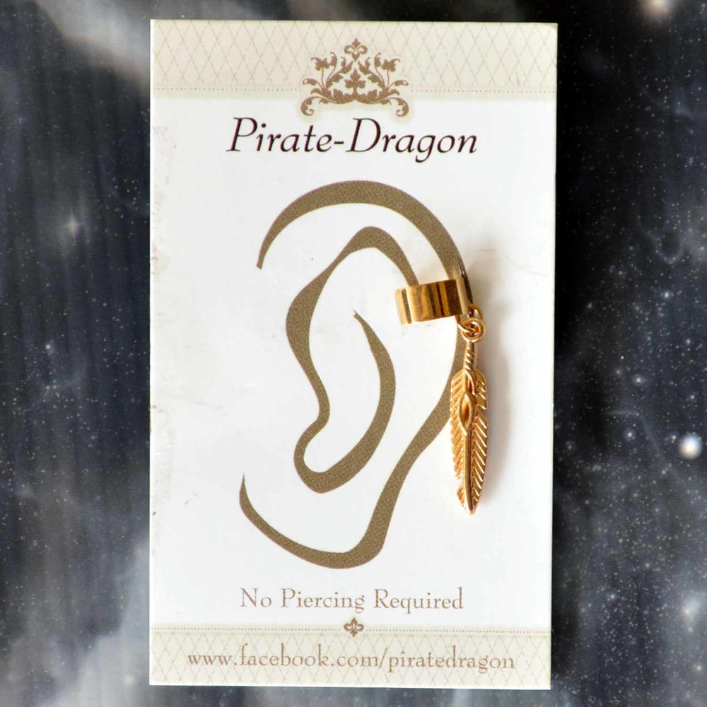 Gold Feather Non-Pierced Ear Cuff (EC2662)