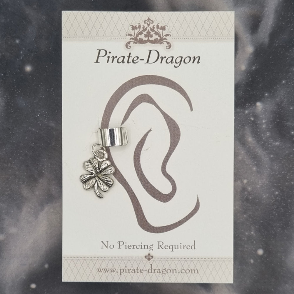 Silver Four Leaf Clover/ Shamrock Non-Pierced Ear Cuff (EC3605)
