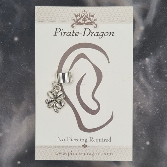 Silver Four Leaf Clover/ Shamrock Non-Pierced Ear Cuff (EC3605)