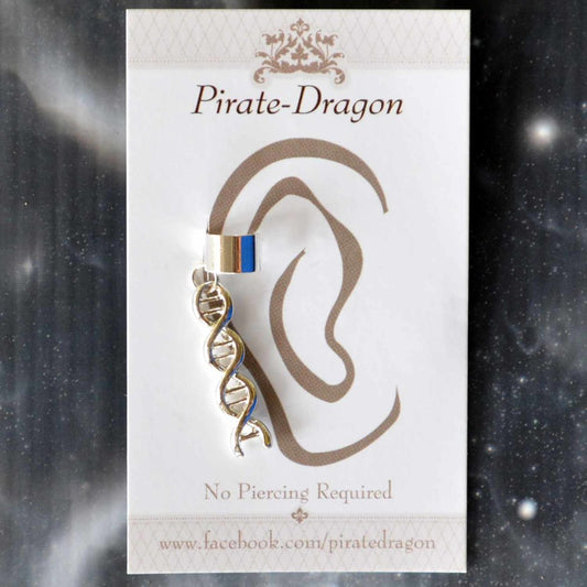 Silver DNA Strand Non-Pierced Ear Cuff (EC4020)