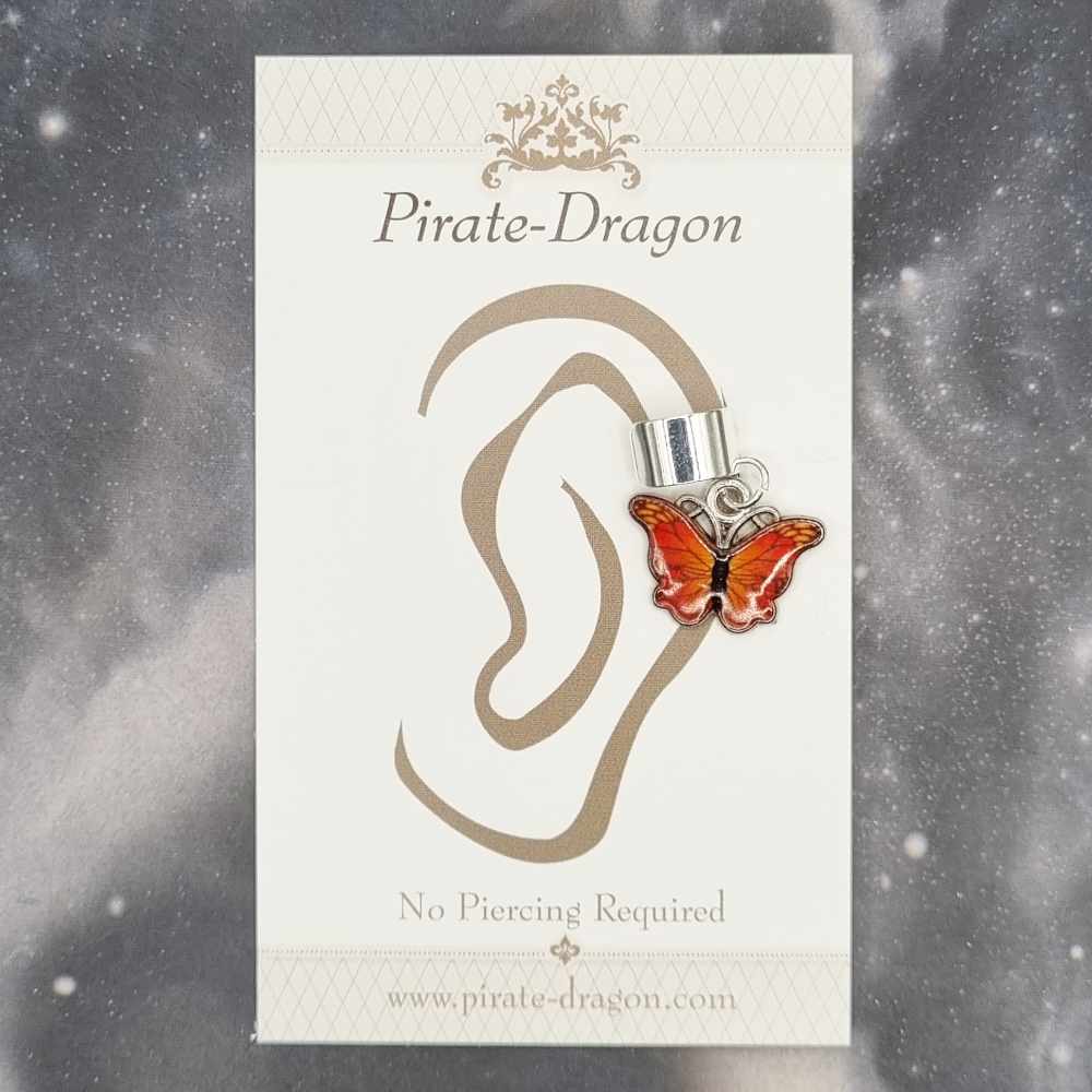 Orange/Red Buttefly - Non-Pierced Earcuff (EC4426)