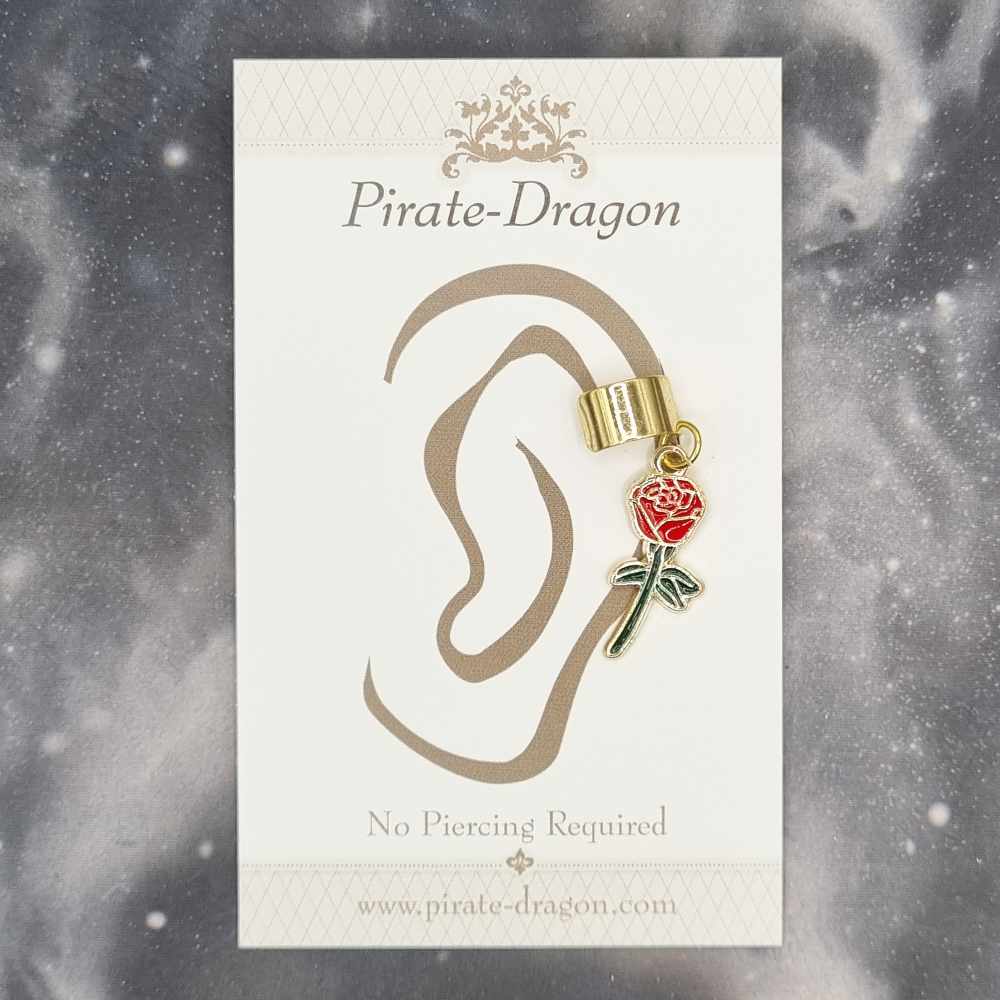 Red Rose - Non-Pierced Earcuff (EC4431)