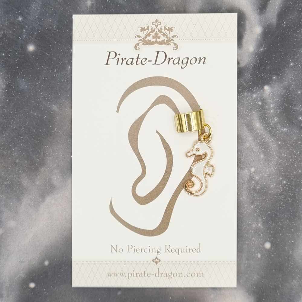White Seahorse - Non-Pierced Earcuff (EC4471)