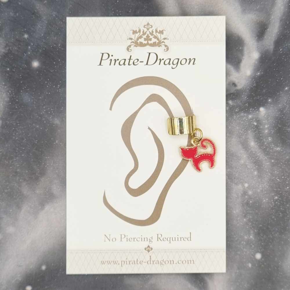 Dark Pink Cat Non-Pierced Ear Cuff (EC4497)