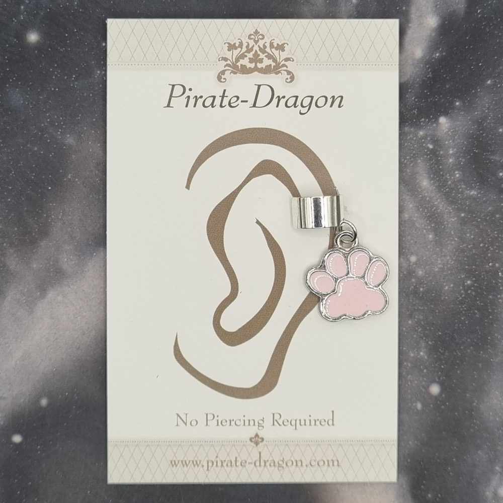 Pale Pink Paw Print Non-Pierced Ear Cuff (EC4505)