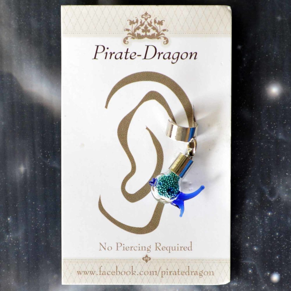 Light Blue Fish Non-Pierced Ear Cuff (EC4572)