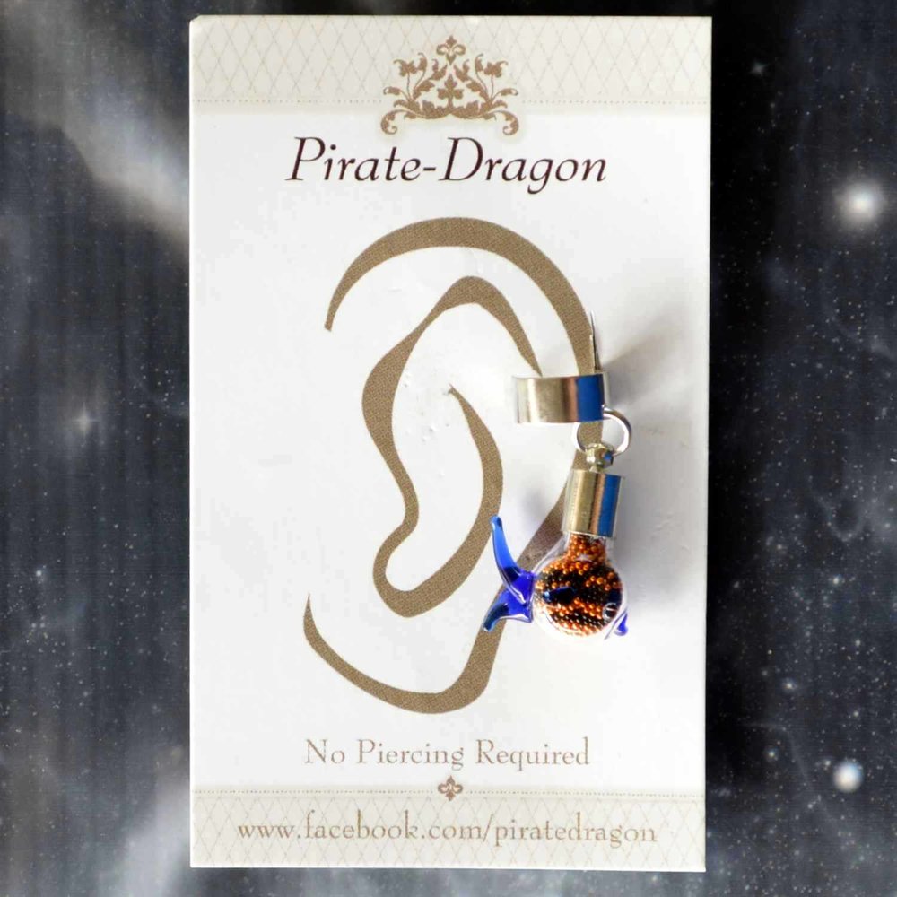 Orange & Black Fish Non-Pierced Ear Cuff (EC4571)