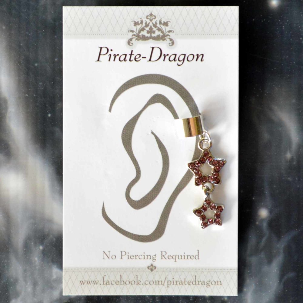 Dark Pink Gem Star Non-Pierced Ear Cuff (EC4596)