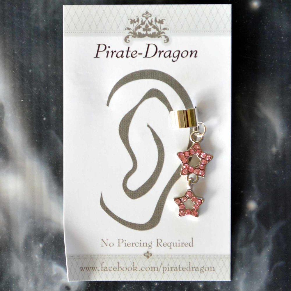 Light Pink Gem Star Non-Pierced Ear Cuff (EC4597)