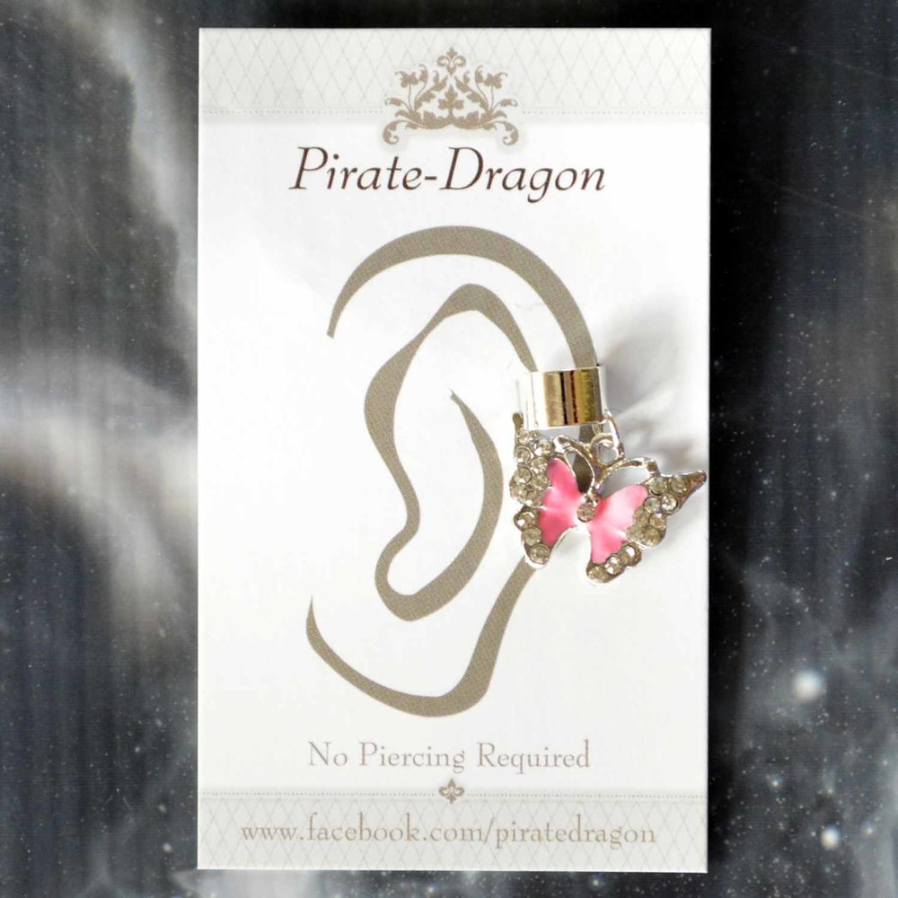 Pink Butterfly Non-Pierced Ear Cuff (EC4602)