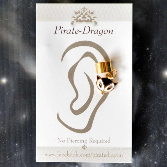 Black Fox Head Non-Pierced Ear Cuff (EC4618)
