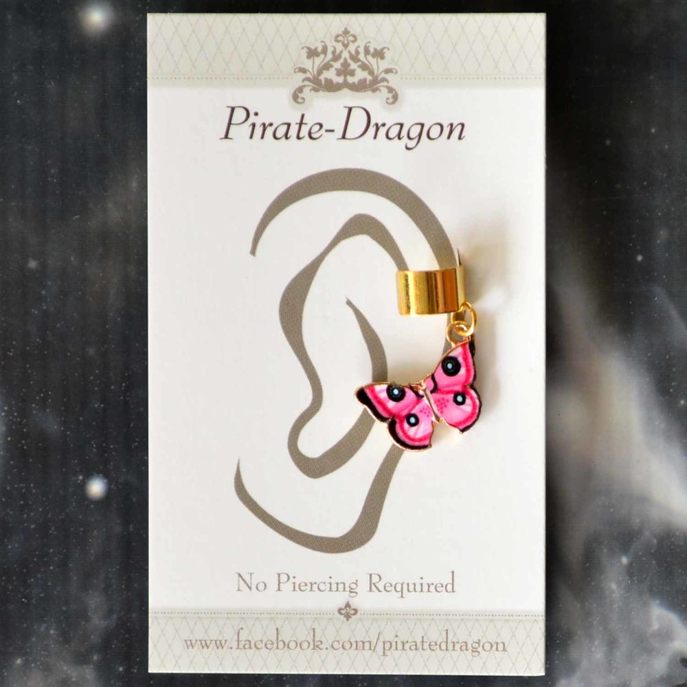 Pink Butterfly Non-Pierced Ear Cuff (EC4622)