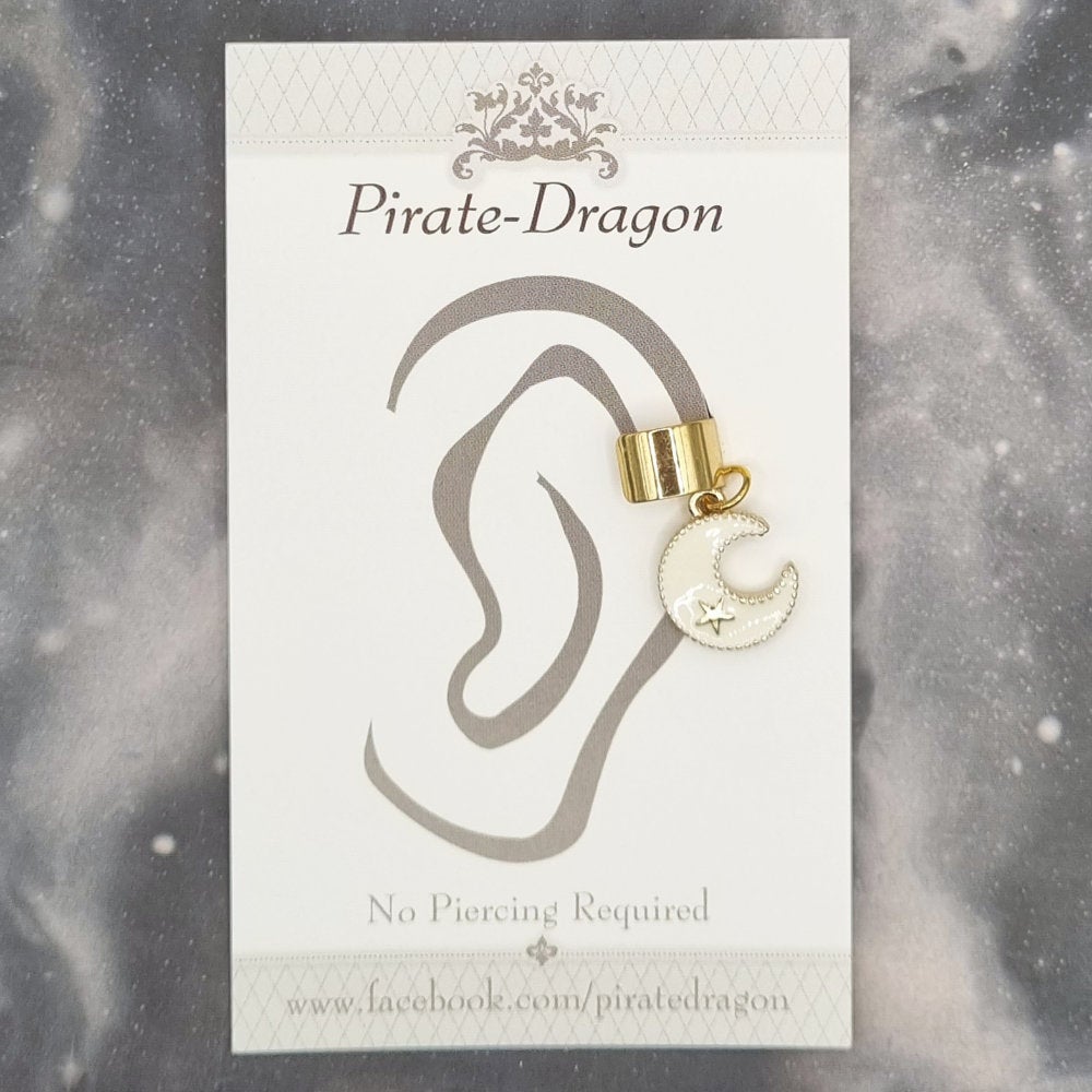 White Crescent Moon Non-Pierced Ear Cuff (EC4626)