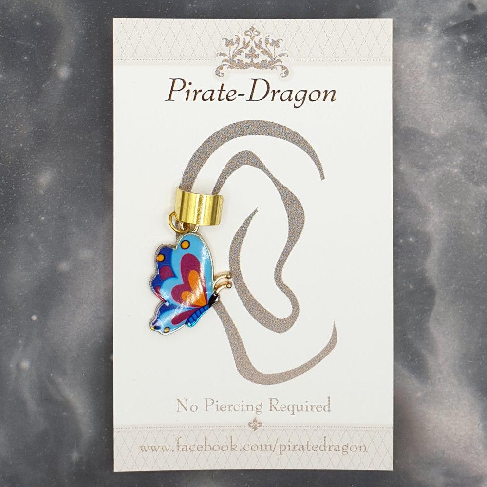 Light Blue Butterfly Non-Pierced Ear Cuff (EC46309516)