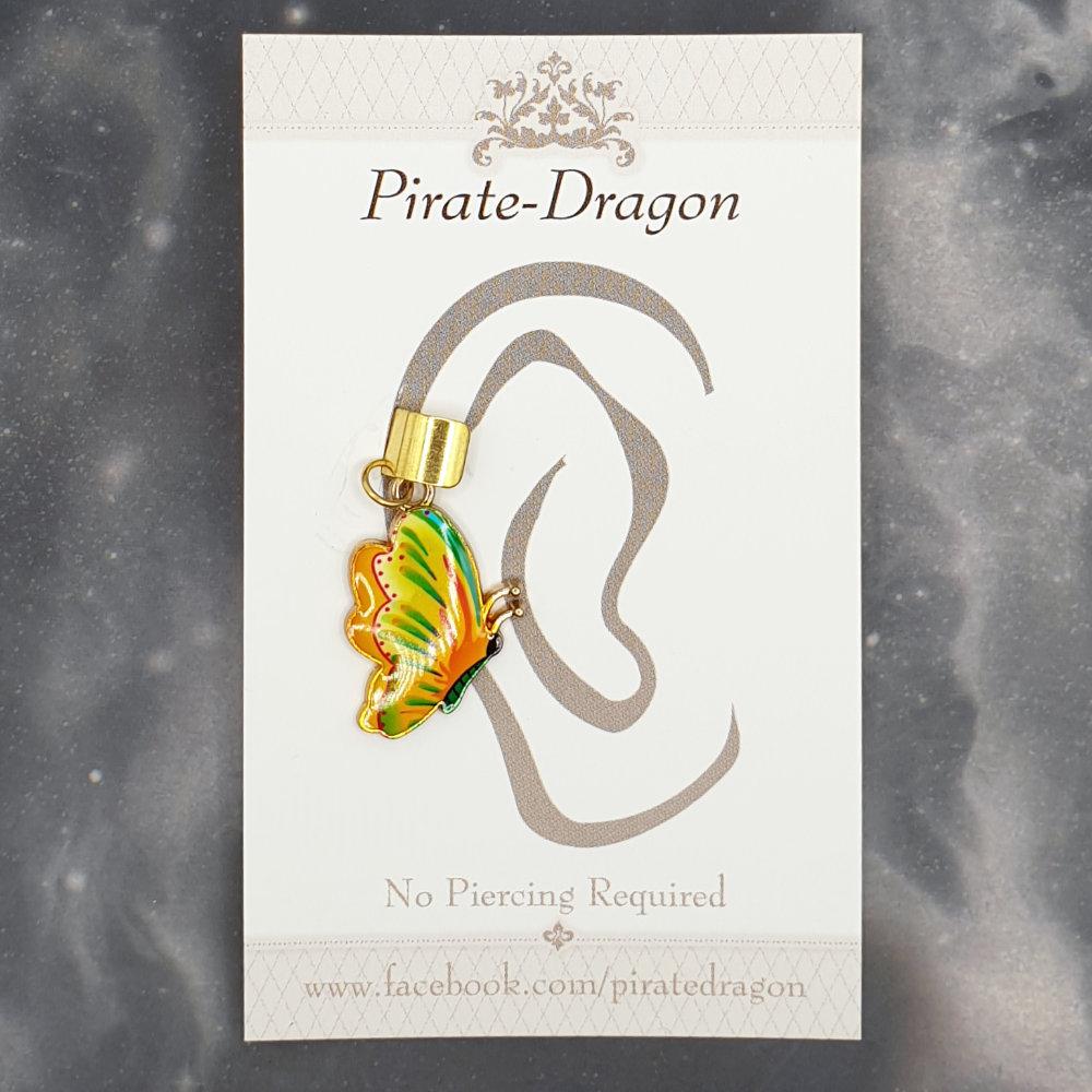 Yellow Butterfly Non-Pierced Ear Cuff (EC4631)