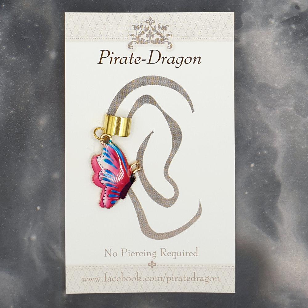 Pink Butterfly Non-Pierced Ear Cuff (EC4633)
