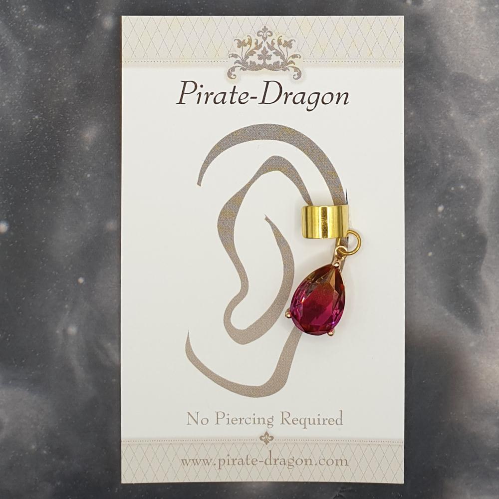Yellow/Pink Gem Teardrop Non-Pierced Ear Cuff (EC5013)