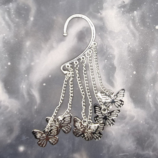 Silver Butterflies Non-Pierced Ear Cuff (EC5077)