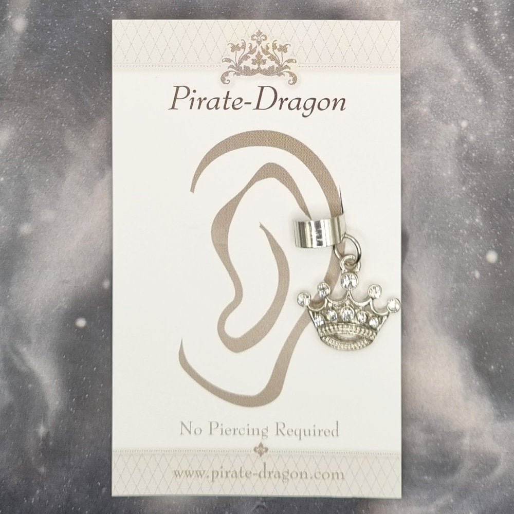 White Gem Crown Non-Pierced Ear Cuff (EC5085)