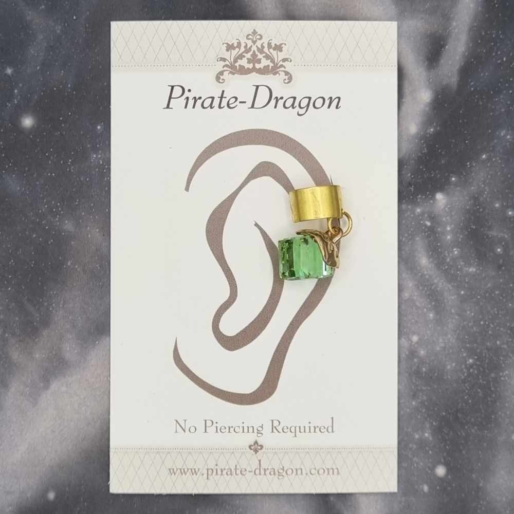 Light Green Cube Non-Pierced Ear Cuff (EC5165)