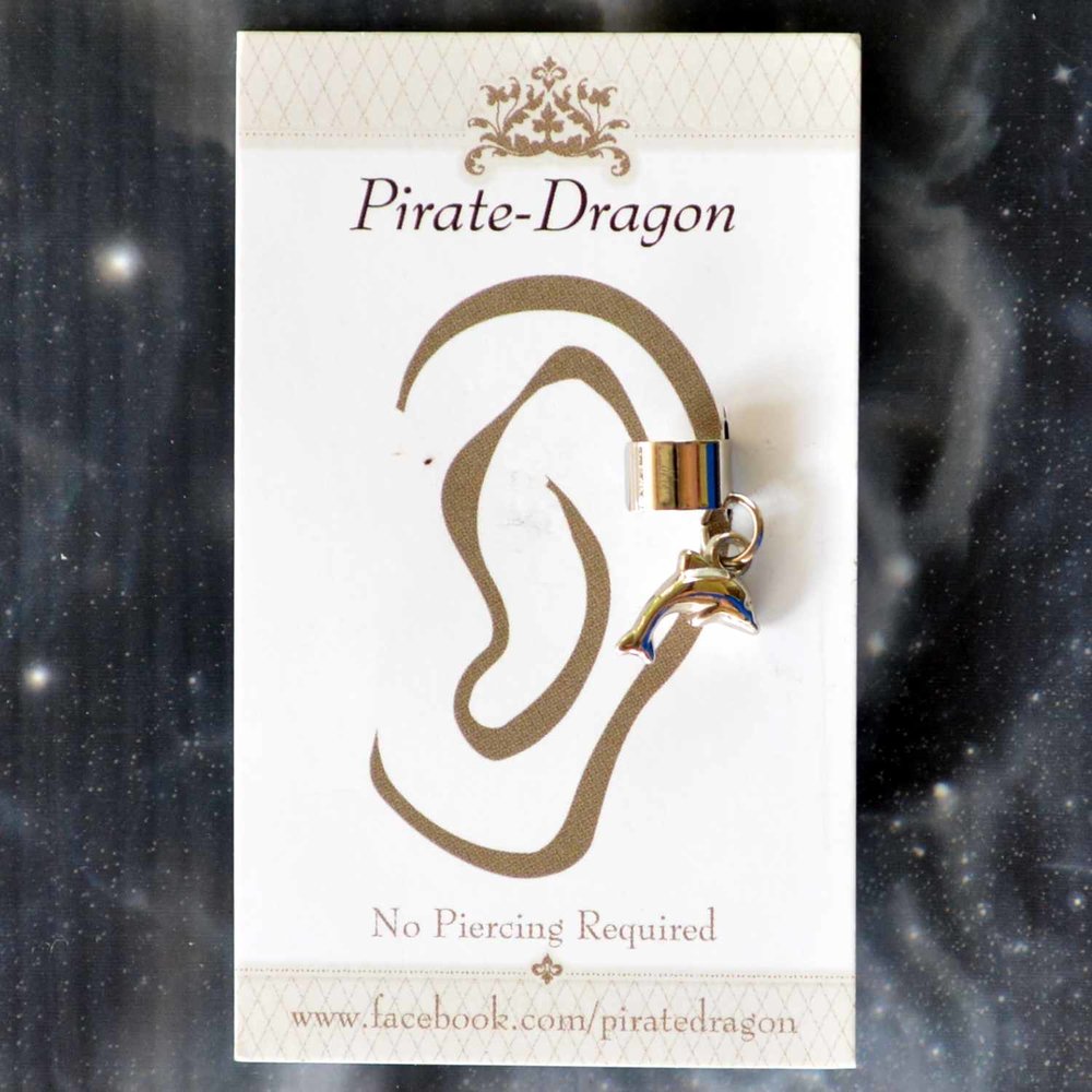 Silver Dolphin Non-Pierced Ear Cuff (EC7031)
