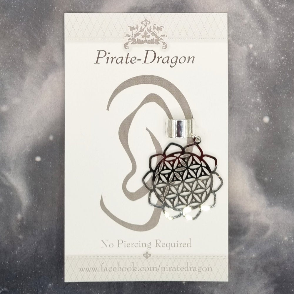 Silver Filigree Flower Non-Pierced Ear Cuff (EC7038)