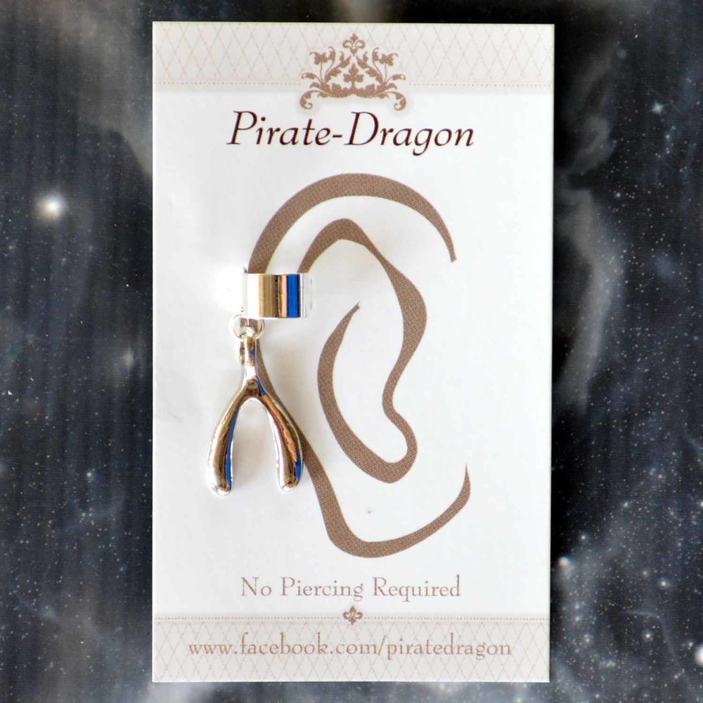 Silver Wishbone Non-Pierced Ear Cuff (EC7054)