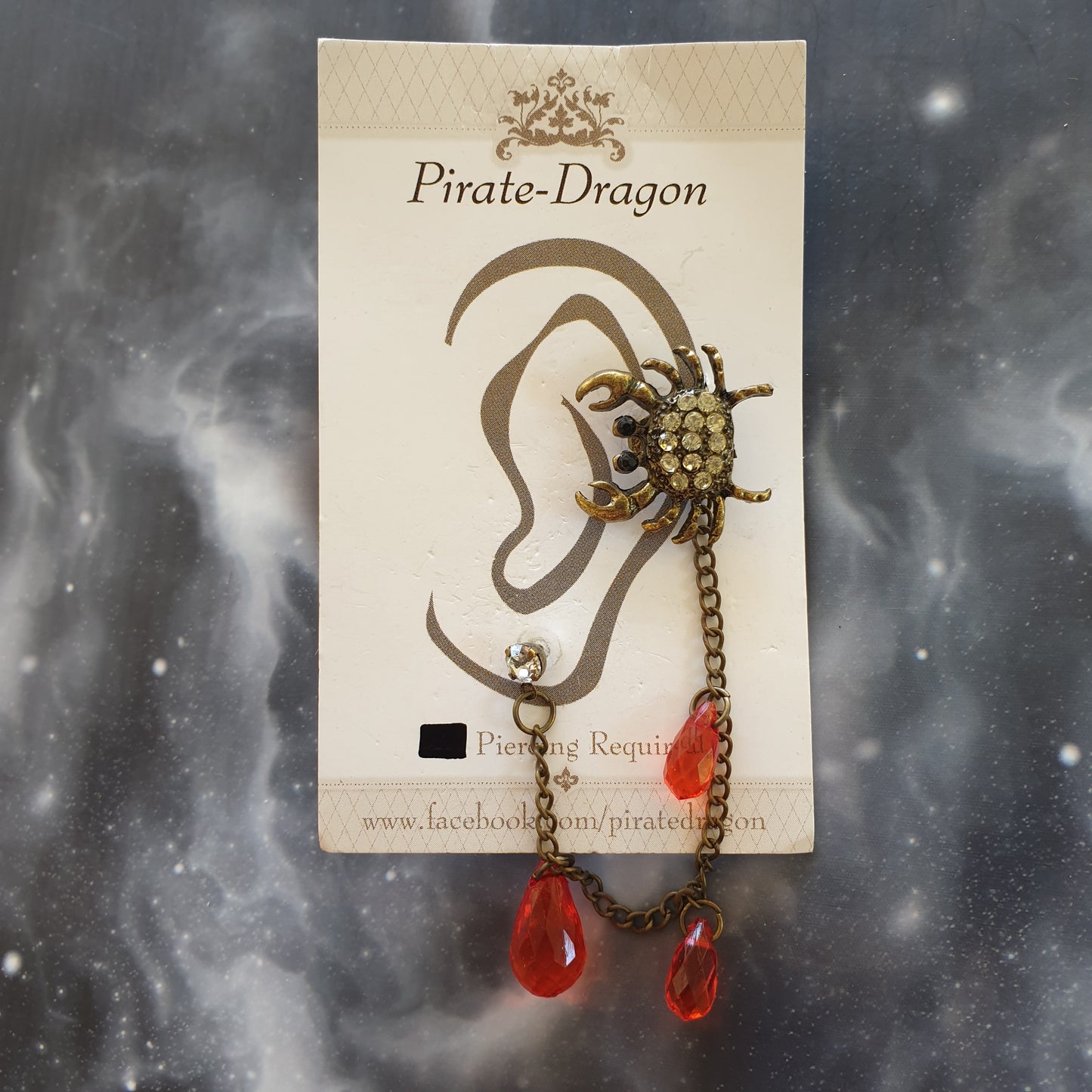 Gem Crab with Chains Pierced Earcuff (EC91919)