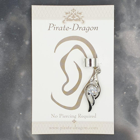 White Gem Drop Non-Pierced Ear Cuff (EC9296)