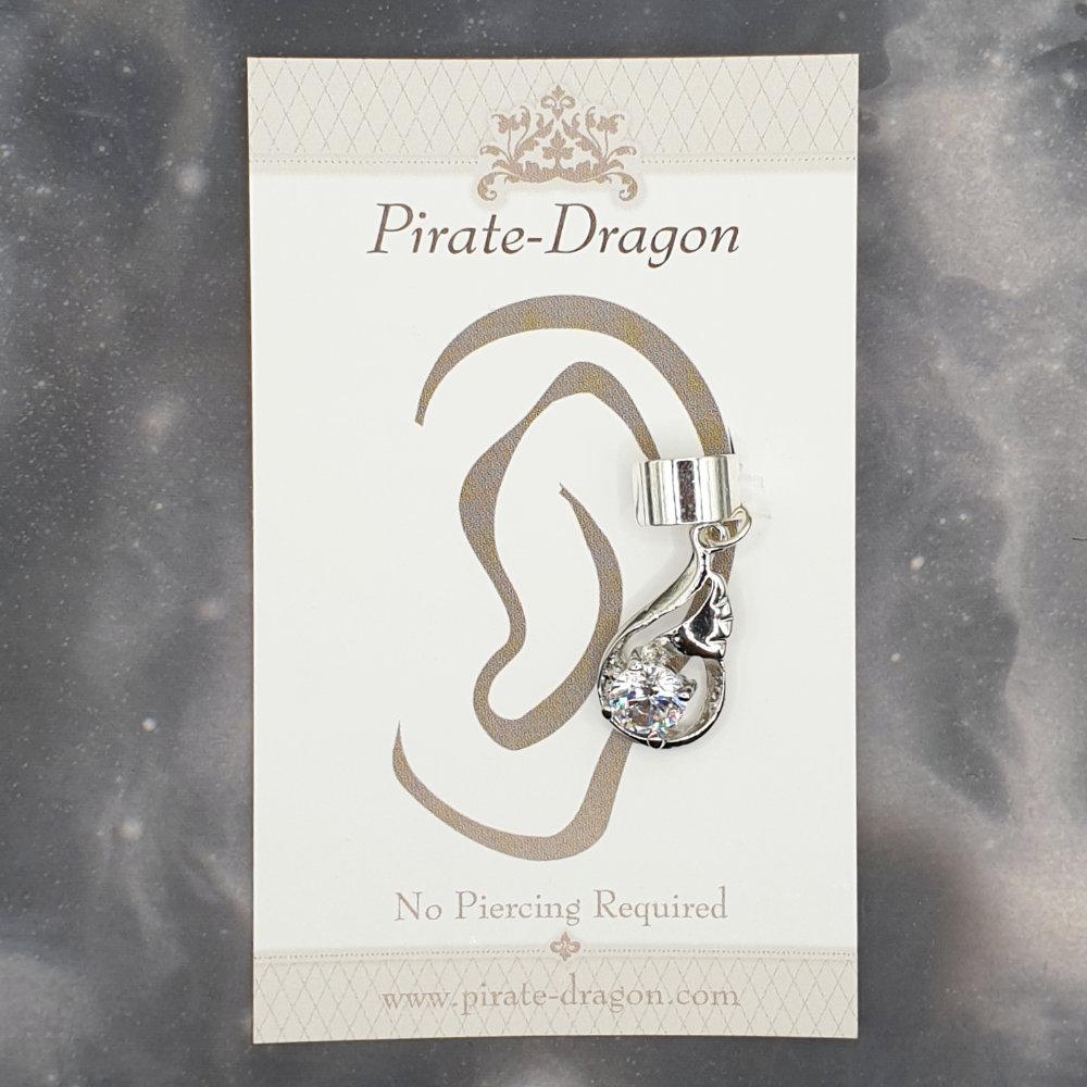White Gem Drop Non-Pierced Ear Cuff (EC9328)