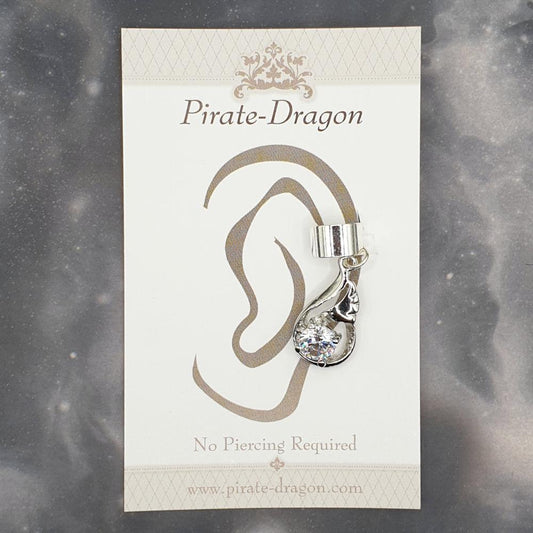 White Gem Drop Non-Pierced Ear Cuff (EC9328)