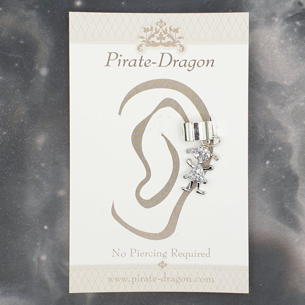 White Gem Girl Non-Pierced Ear Cuff (EC9337)