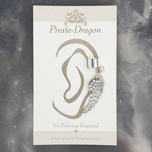 White Gem Wing Non-Pierced Ear Cuff (EC9370)