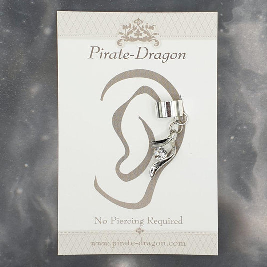 White Gem Drop Non-Pierced Ear Cuff (EC9374)